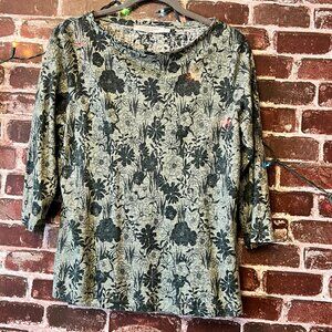 Contemporaine par Simons 100% Linen Floral Top - Size Medium